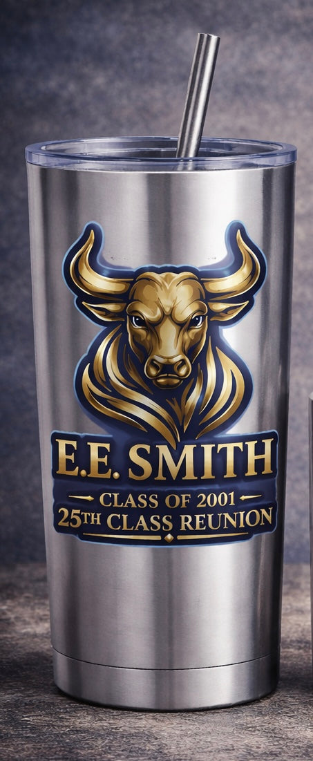 E.E. Smith High School 25th Reunion Tumbler Design 2