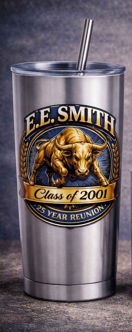E.E. Smith High School 25th Reunion Tumbler Design 1