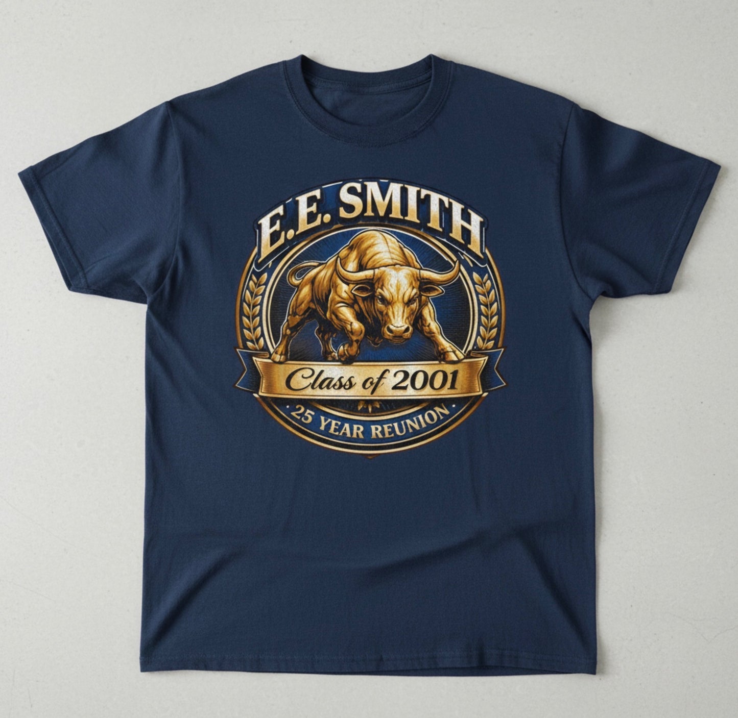E.E. Smith High School 25th Reunion shirt — Golden Bulls Design 1 - Adult