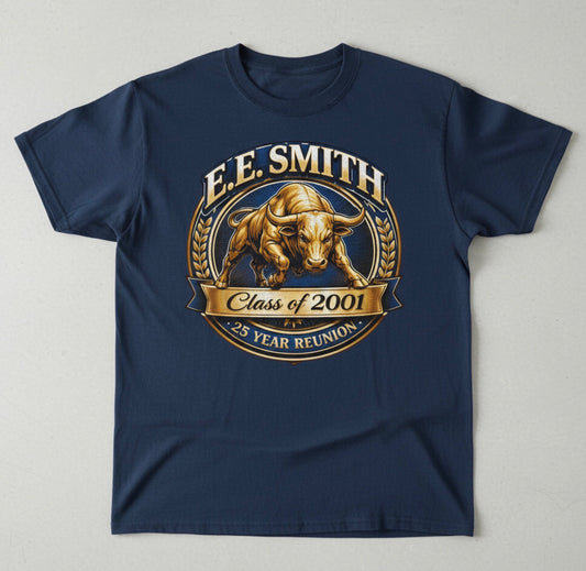 E.E. Smith High School 25th Reunion shirt — Golden Bulls Design 1 - Adult