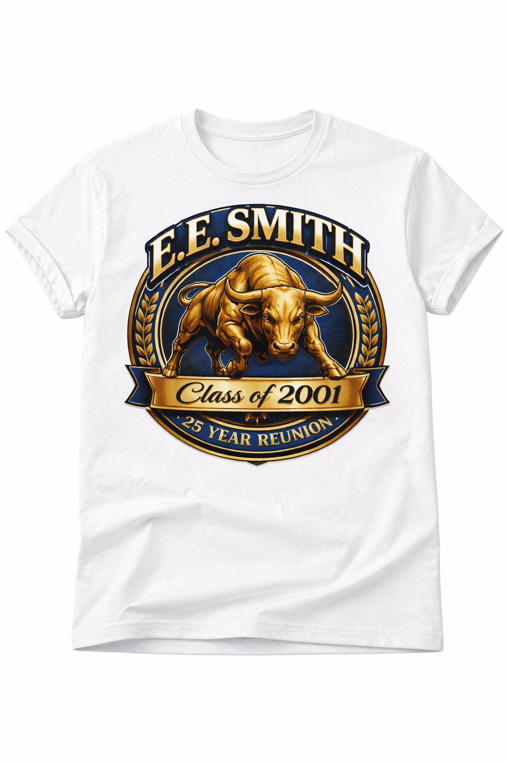 E.E. Smith High School 25th Reunion shirt — Golden Bulls Design 1 - Adult