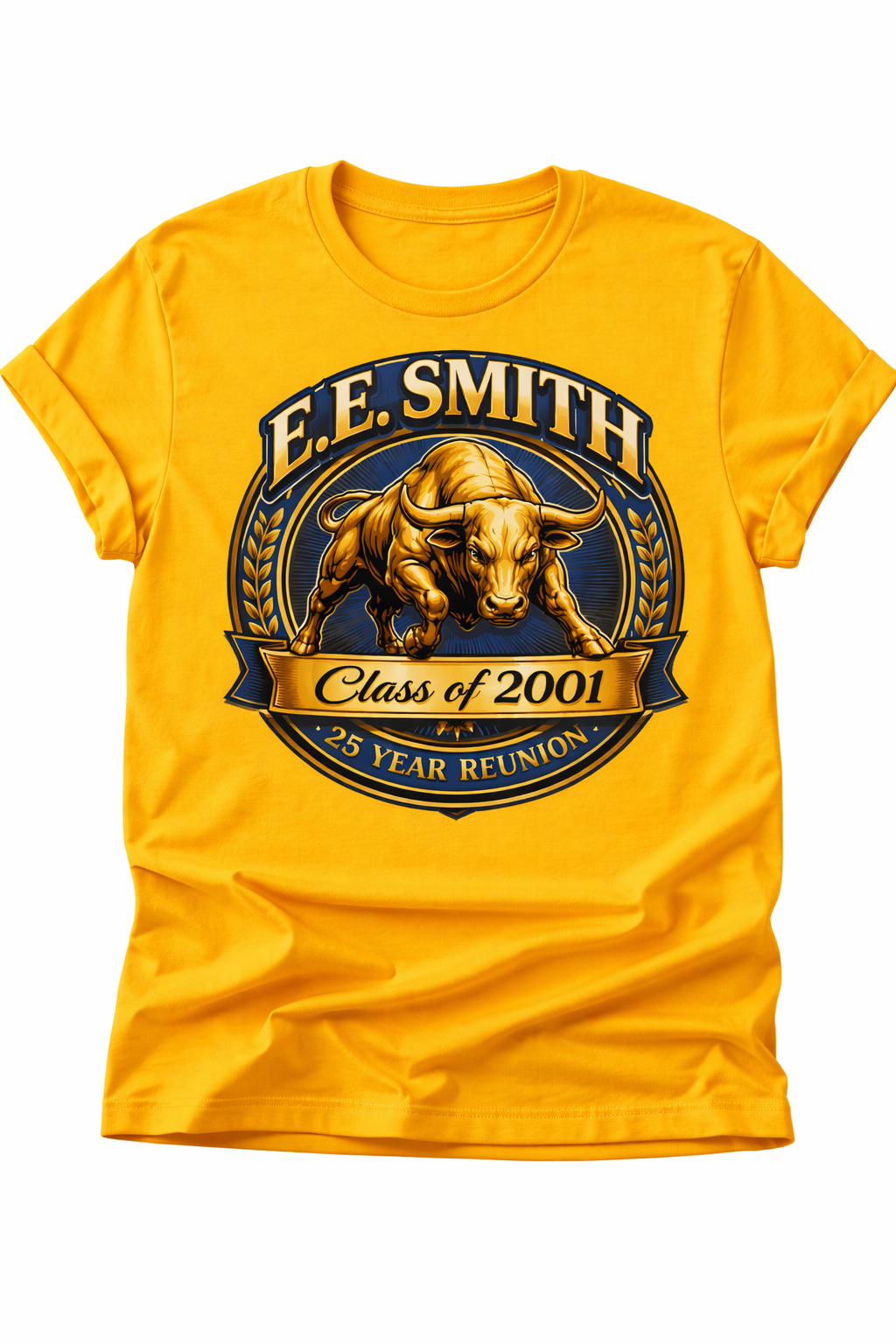 E.E. Smith High School 25th Reunion shirt — Golden Bulls Design 1 - Adult